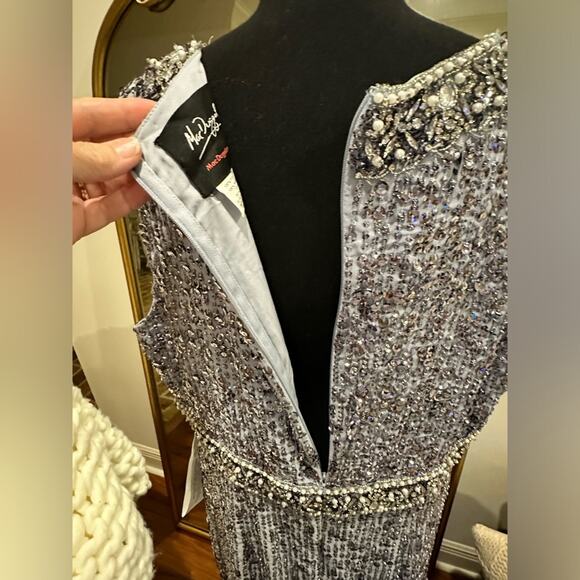 Mac Duggal 10739 - Sleeveless Linear Sequin Cocktail Dress - Picture 9 of 15